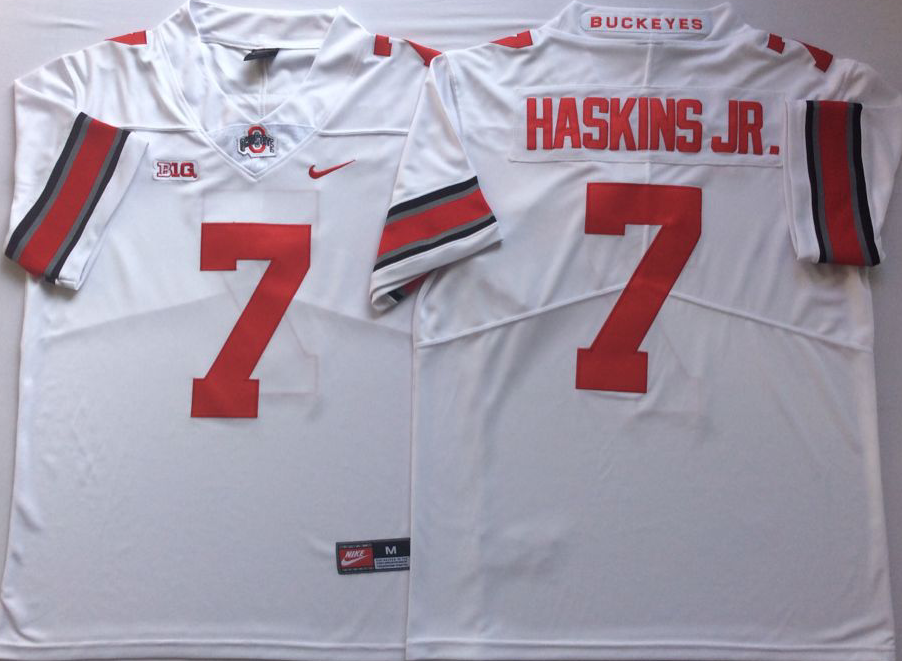 NCAA Men Ohio State Buckeyes White 7 HASKINS JR.